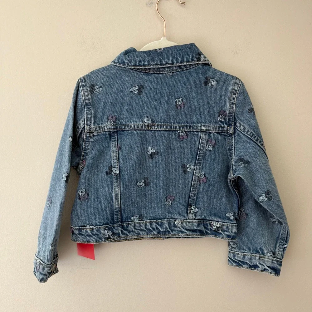 Old Navy Disney Mickey Minnie Mouse Embroidered Denim Jacket 3T Blue 762349-00-1